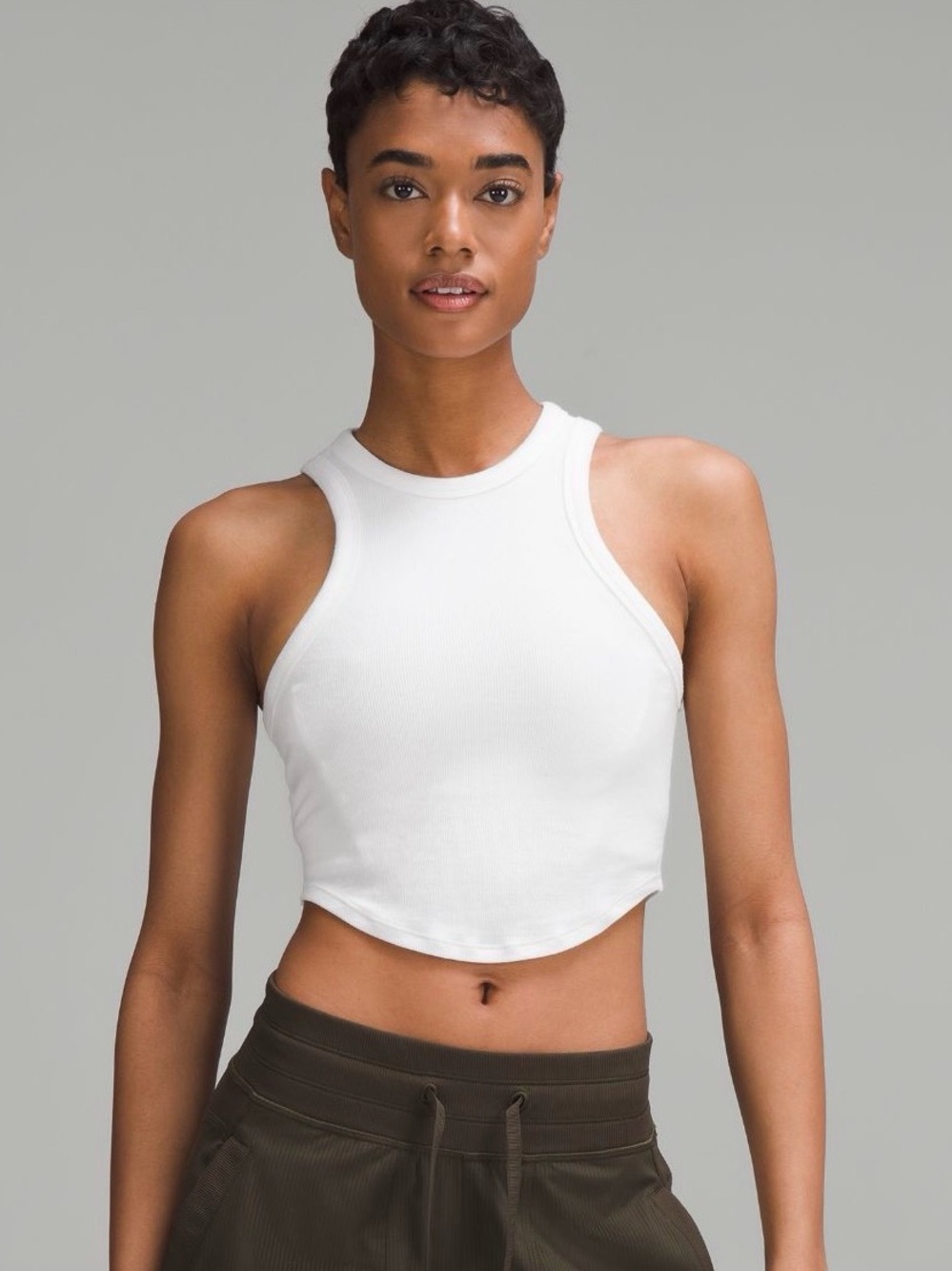 lululemon athletica White Ribbed Racerback Crop Tank